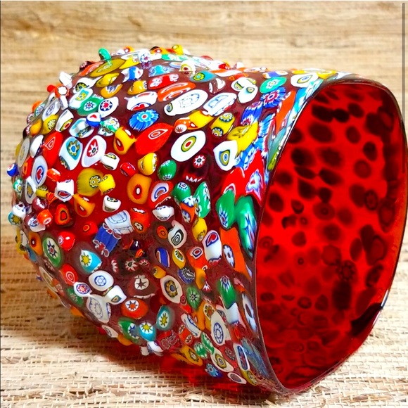 Millefiori Hand Blown Art Glass Lampshade Made in Murano Italy 🇮🇹 Gorgeous!! - Picture 2 of 6